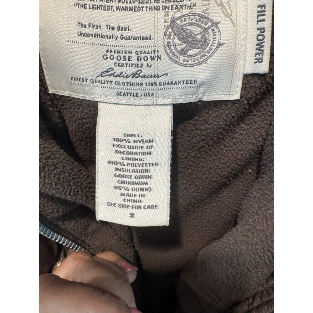 Eddie Bauer Women's Brown 700 Fill Goose Down Hooded Puffer Jacket Long Sz Small - Picture 5 of 7